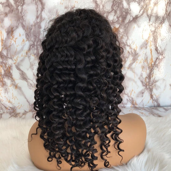 Exotic Natural Deep curly 100% Virgin hair Full Lace Wig